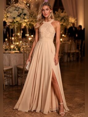 Lulus Picture Perfect Blush Lace Maxi Dress